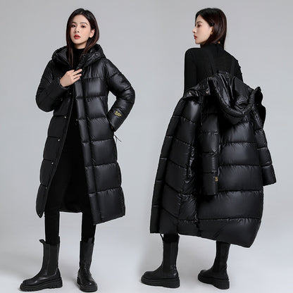 Women's Long Hooded Self-heating Graphene Cotton-padded Jacket