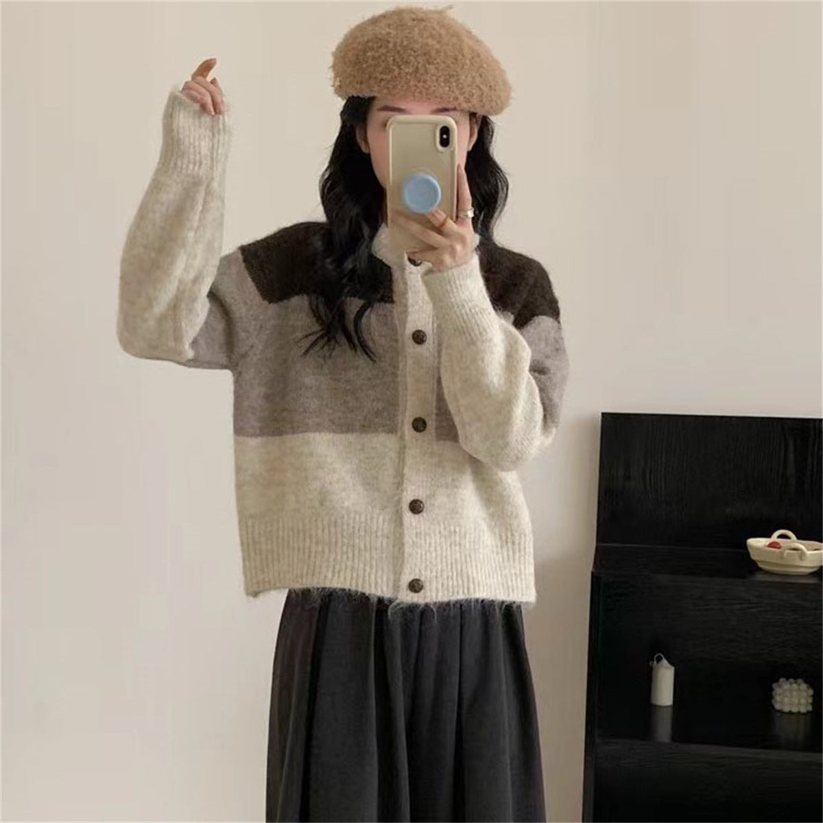 Retro Lazy Style Design Sense All-matching Knitted Sweater