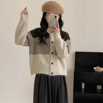 Retro Lazy Style Design Sense All-matching Knitted Sweater