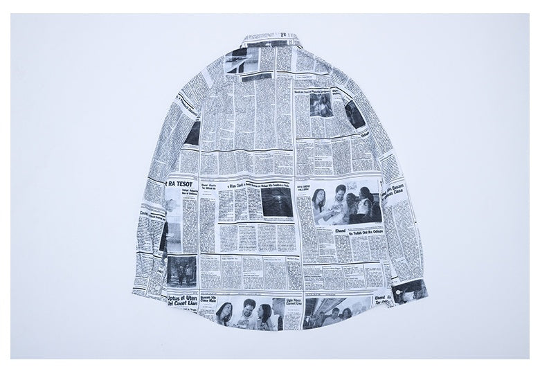 Full-length Print Casual Long-sleeved Men's Shirt Flower Shirt