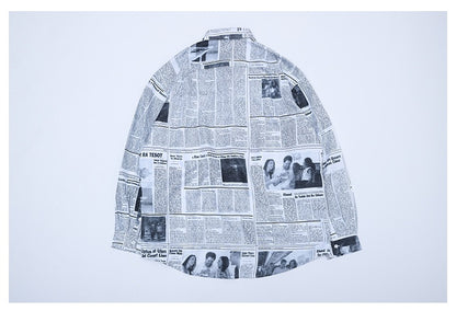 Full-length Print Casual Long-sleeved Men's Shirt Flower Shirt