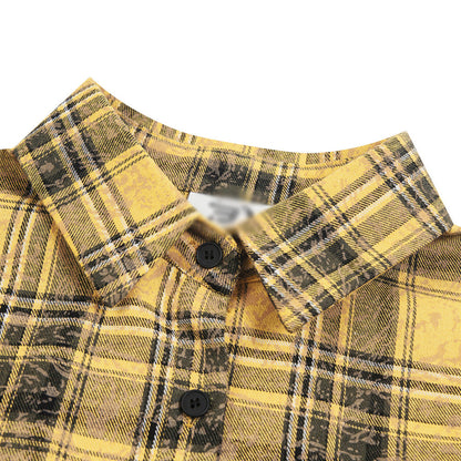 Fashion Loose Plaid Long Sleeve Shirt Men