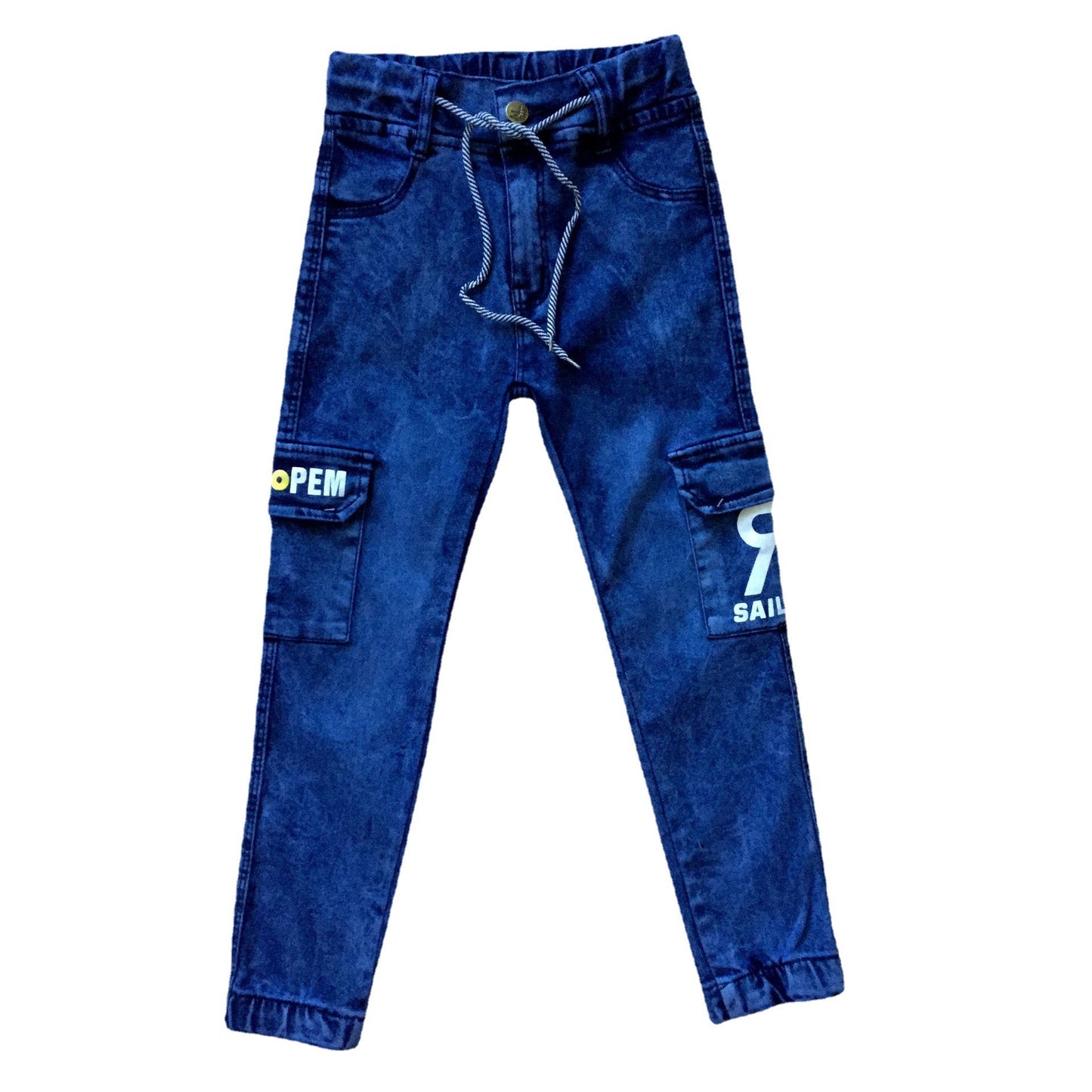 Industrial Monogram Print Multi-Pocket Utility Jeans