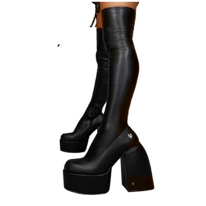 Women's Platform High Heel Boots Over The Knee Stretch Boots