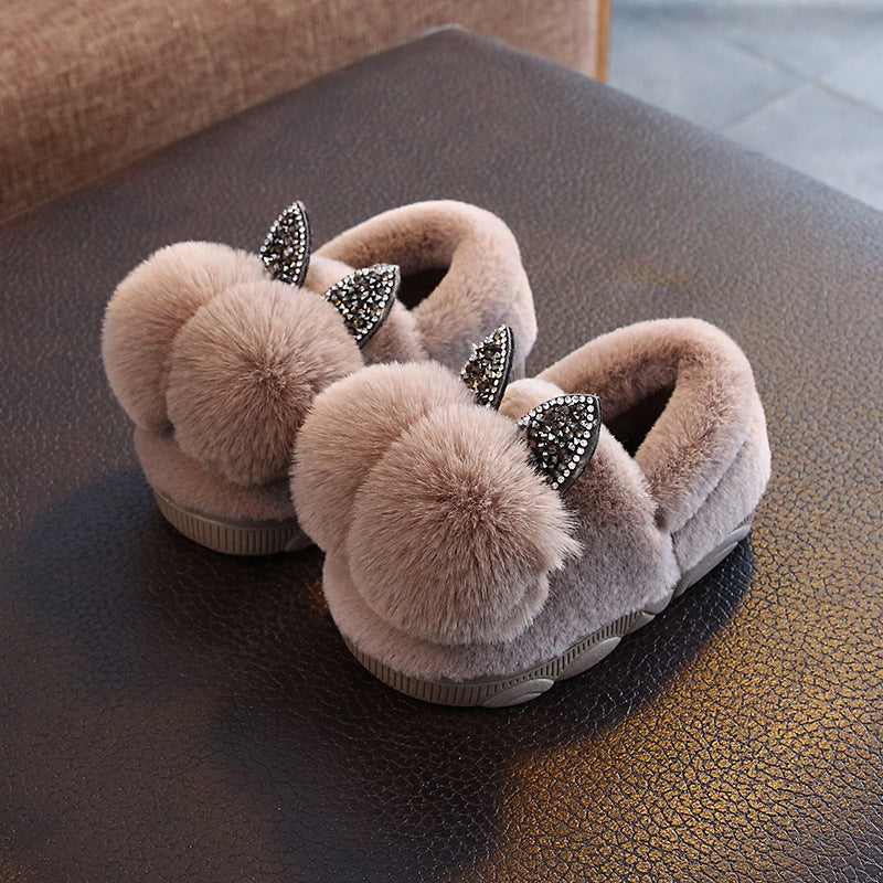 Boy's Wool Slippers Indoor Parent-child Cotton Shoes