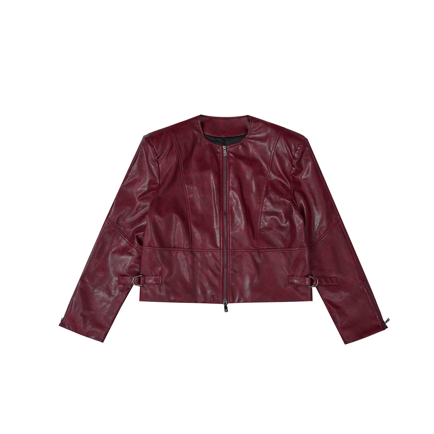Texture Sense Padded Shoulder Leather Coat Men Sculpted Silhouette