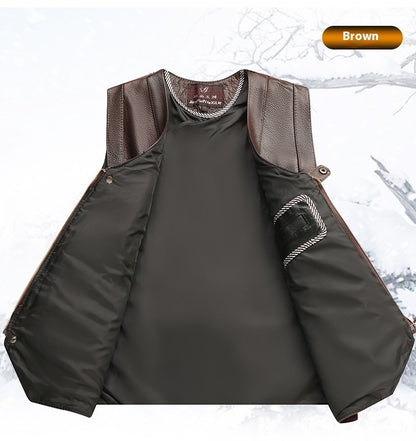 Genuine Leather Vest Man First-Layer Cowhide Motorcycle Essential Biker Core
