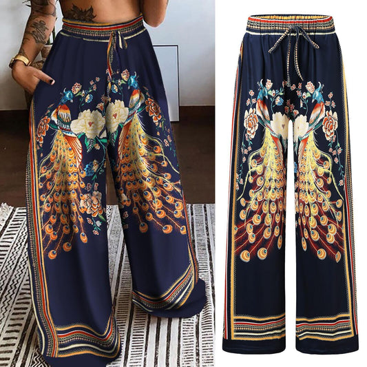 Peacock Positioning Printing Women's Pants