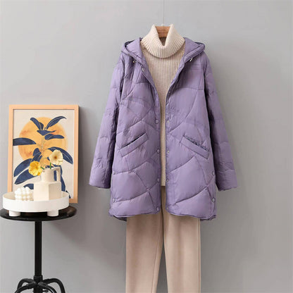 Women's Warm Single-breasted White Duck Down Jacket