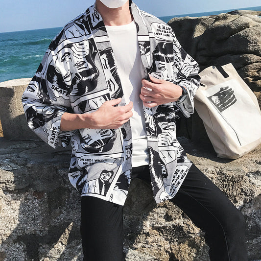 Half sleeve shirt robe