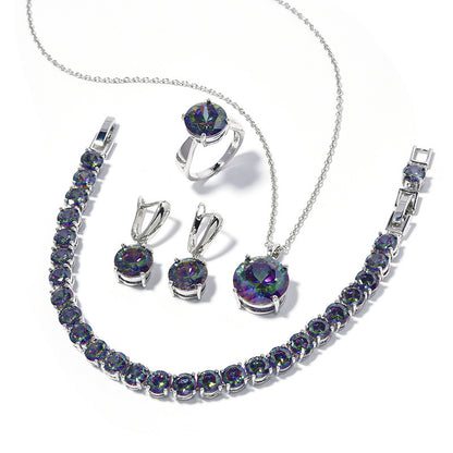 Geometric Round Earrings Ring Bracelet Necklace Ornament Suit