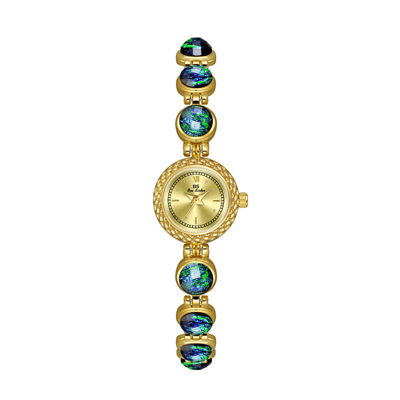 National Style Mid-ancient Light Luxury Malachite Bracelet Watch