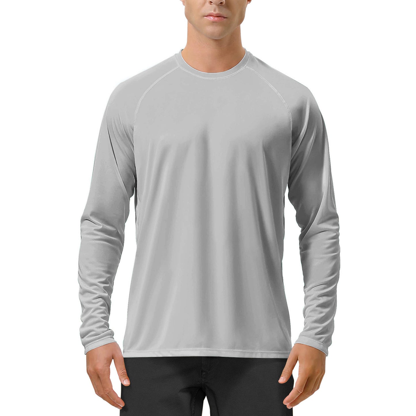 Quick-drying Solid Color Round Neck Sports Training Stretch Sun Protection Long Sleeve