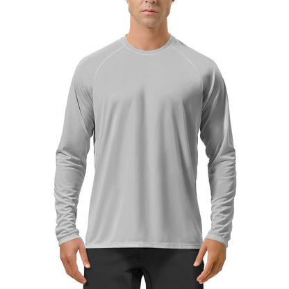 Quick-drying Solid Color Round Neck Sports Training Stretch Sun Protection Long Sleeve