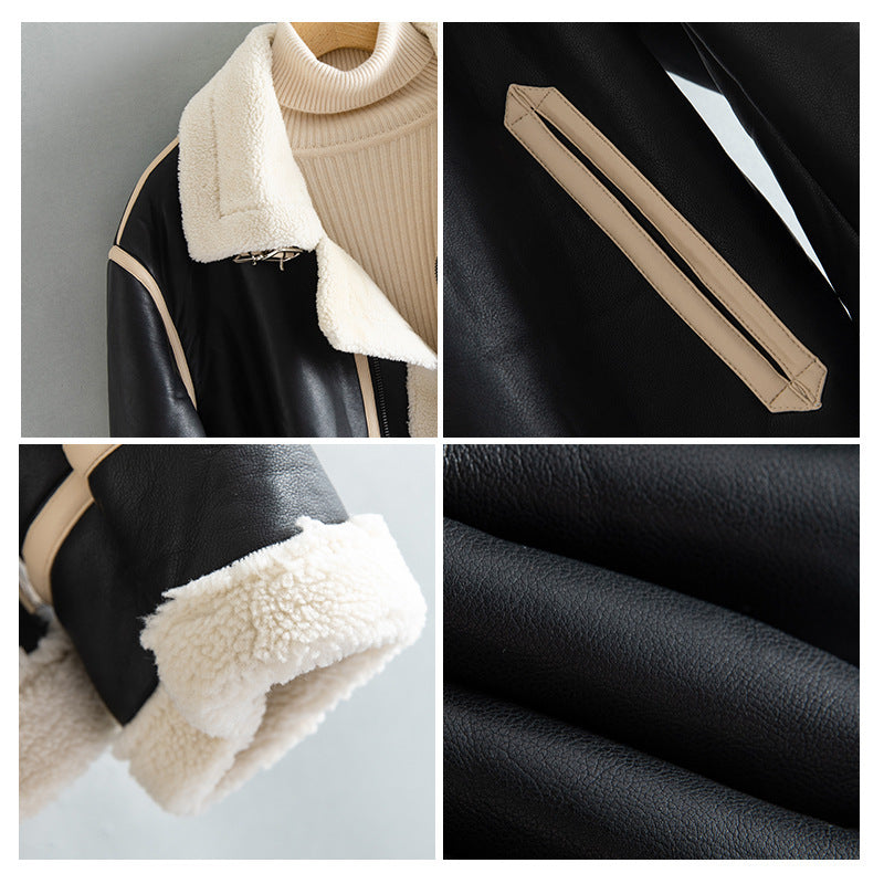 Fleece-Lined Thickened Lapel Jacket Cozy Tailored Refinement
