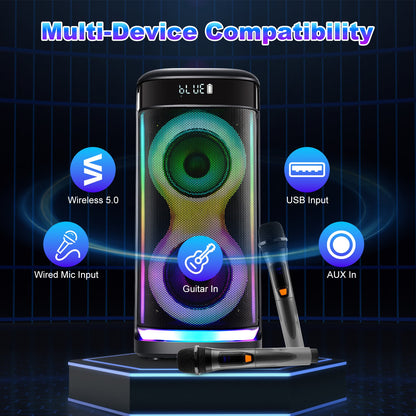 The Arena Pro: Party Speaker with LED & Wireless Mic