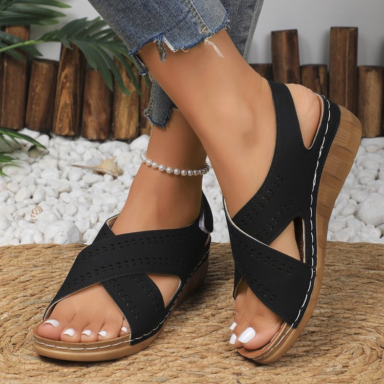 Plus Size Wedge Women's Back Strap Velcro Sandals