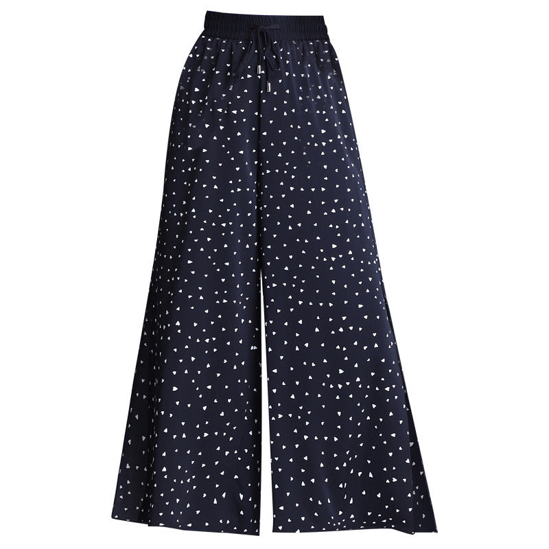 Side slit wide-leg pants