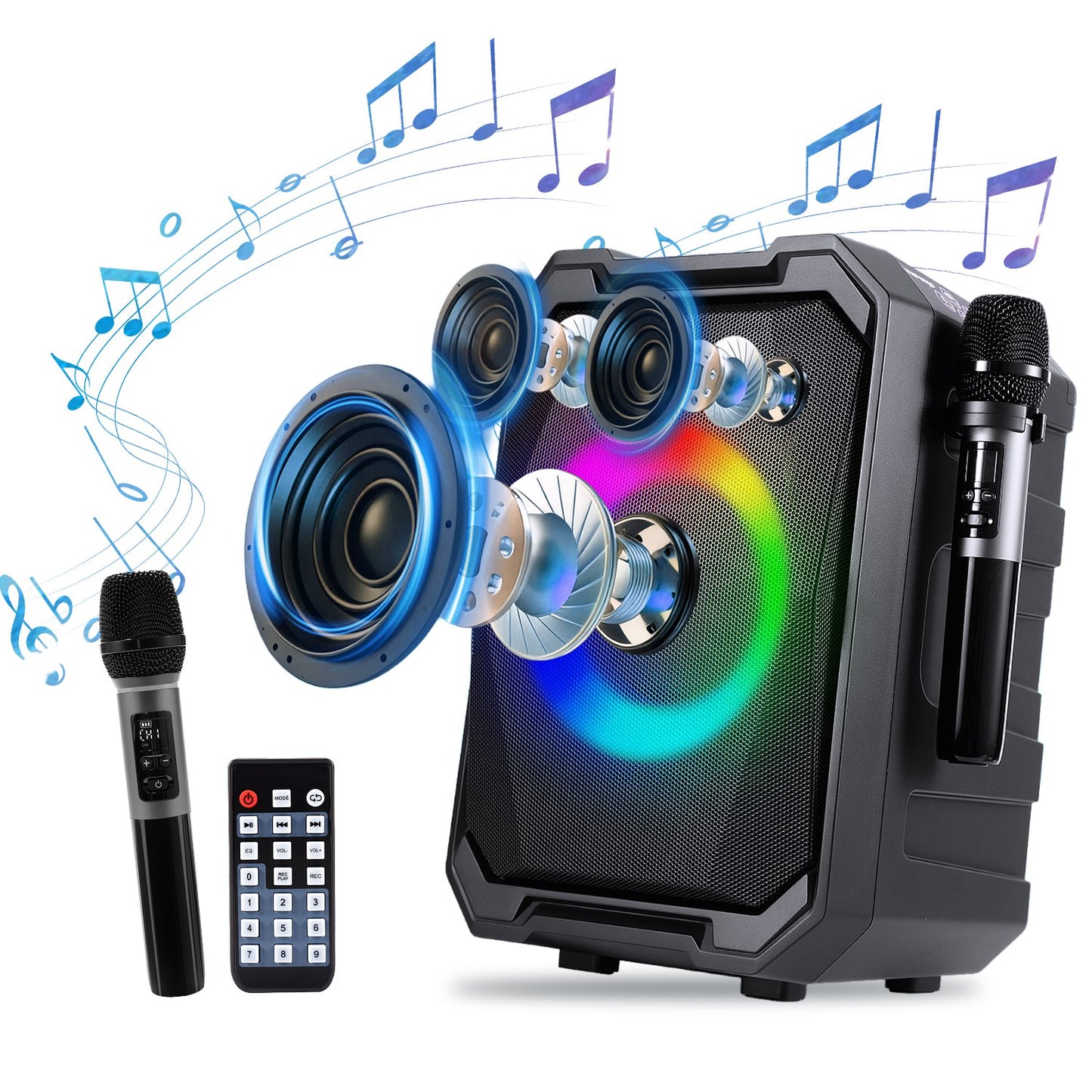The Dual Vocal: Party Speaker with 2 Wireless Mics & Remote