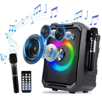 The Dual Vocal: Party Speaker with 2 Wireless Mics & Remote