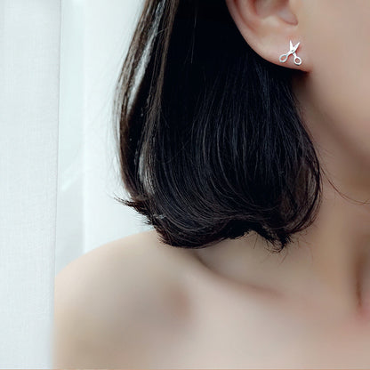 925 STERLING CUTE Small Scissors SILVER EARRINGS