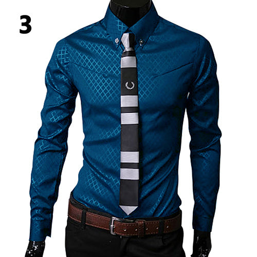 Dark Plaid Solid Color Long-Sleeve Business Shirt Executive Poise