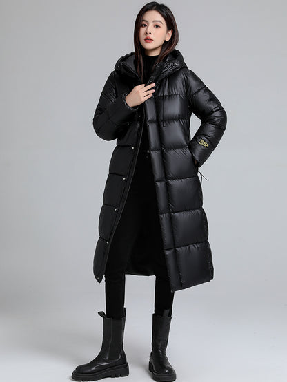 Women's Long Hooded Self-heating Graphene Cotton-padded Jacket