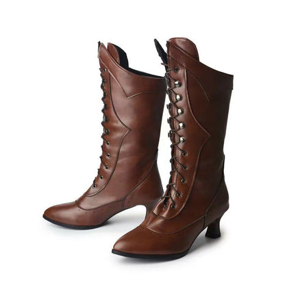 Lace-up Martin Boots Wine Cup Heel Round Toe Large Size Women's Boots