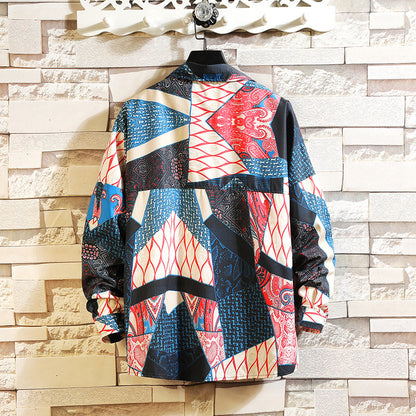 Long sleeve shirt men's casual flower shirt men's youth fashion size jacket