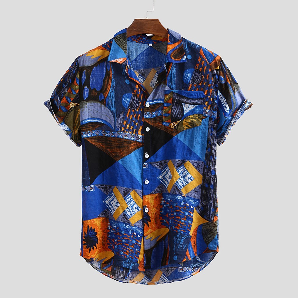 Shirt men's floral cardigan short sleeves