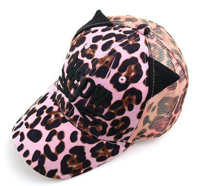 Children's Summer Leopard Print Embroidered Cat Baseball Cap