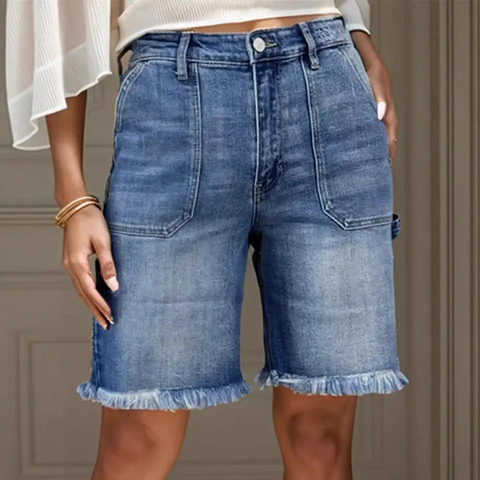 European And American Style Women's Heavy Industry Wash Straight All-matching Slim Jeans