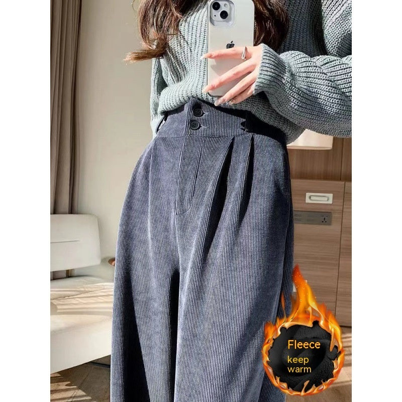 Chenille Fleece Wide-leg Pants Women