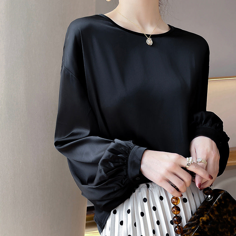 High-grade Round Neck Collarbone Simple Graceful T-shirt