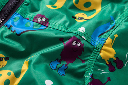 The Jurassic Shield: Cute Dinosaur Windproof & Rainproof Jacket