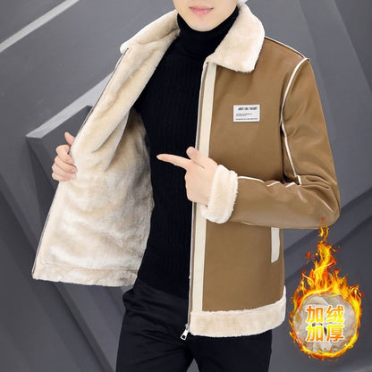 Coat Mens Warm Velvet Thickened Suede Leather Cotton-Padded Fur Integrated Supreme Comfort