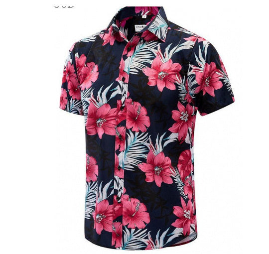 European Beach Aesthetic Printed Short Sleeve Shirt