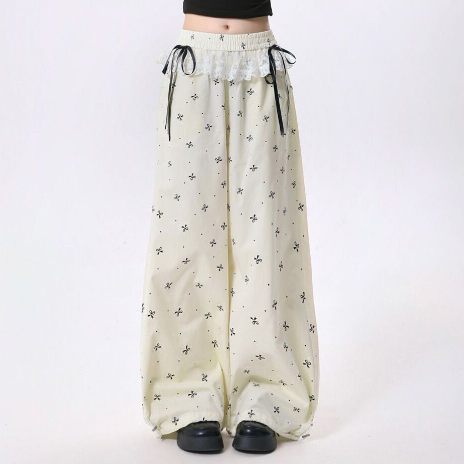 Casual Pants Women's Autumn Retro Lace