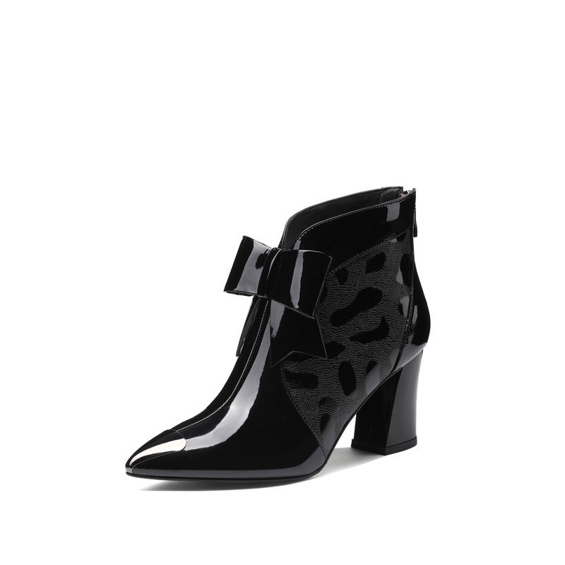 Pointed chunky heel boots