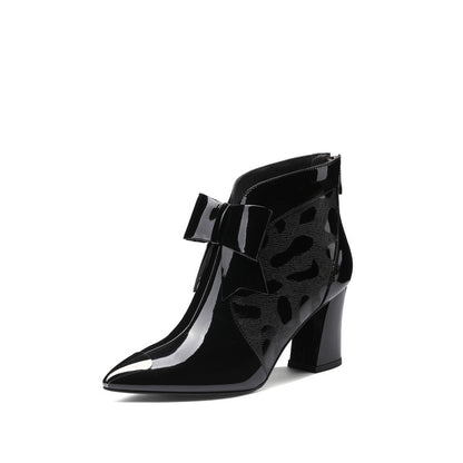 Pointed chunky heel boots