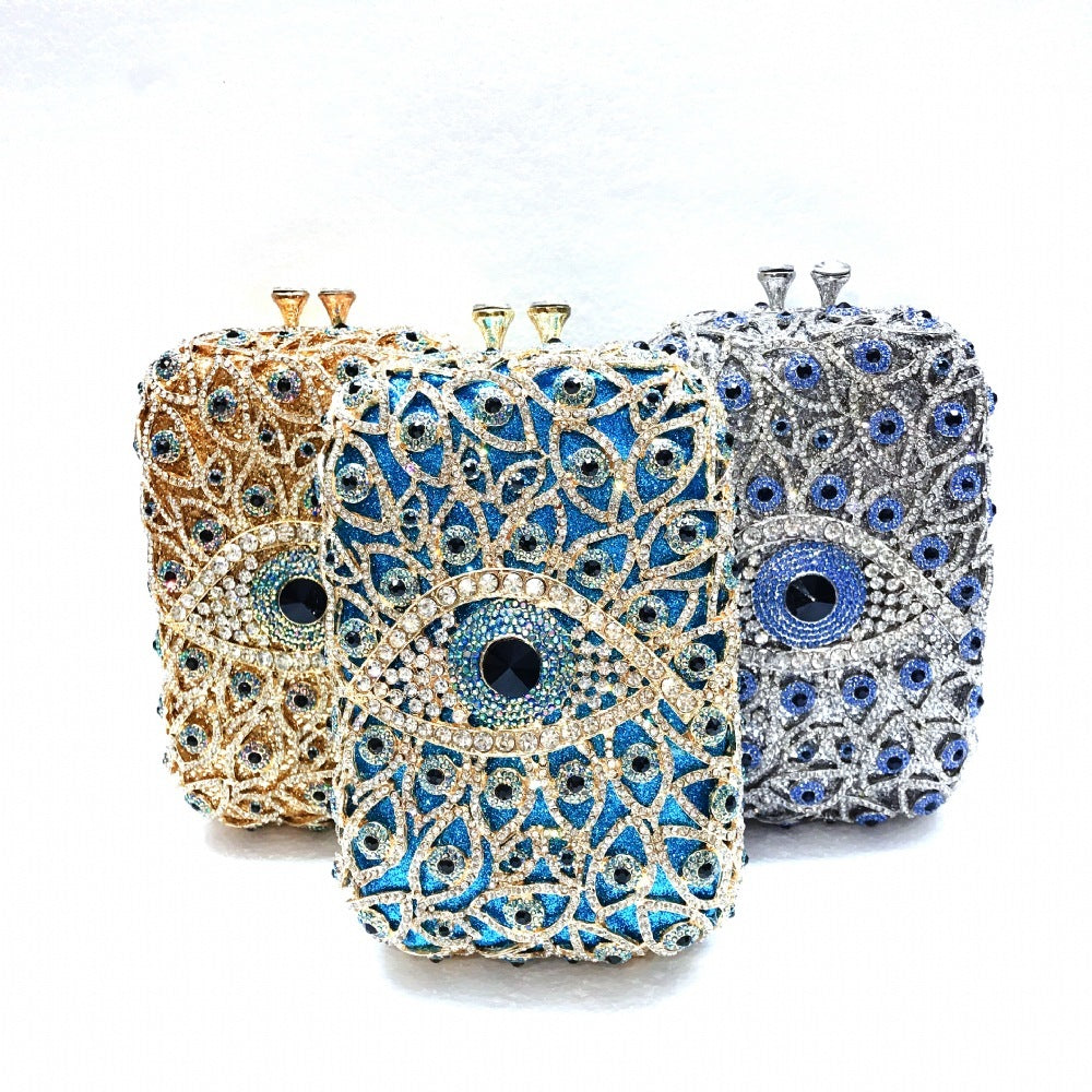 Metal Full Rhinestone Clutch Vertical Style