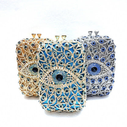 Metal Full Rhinestone Clutch Vertical Style