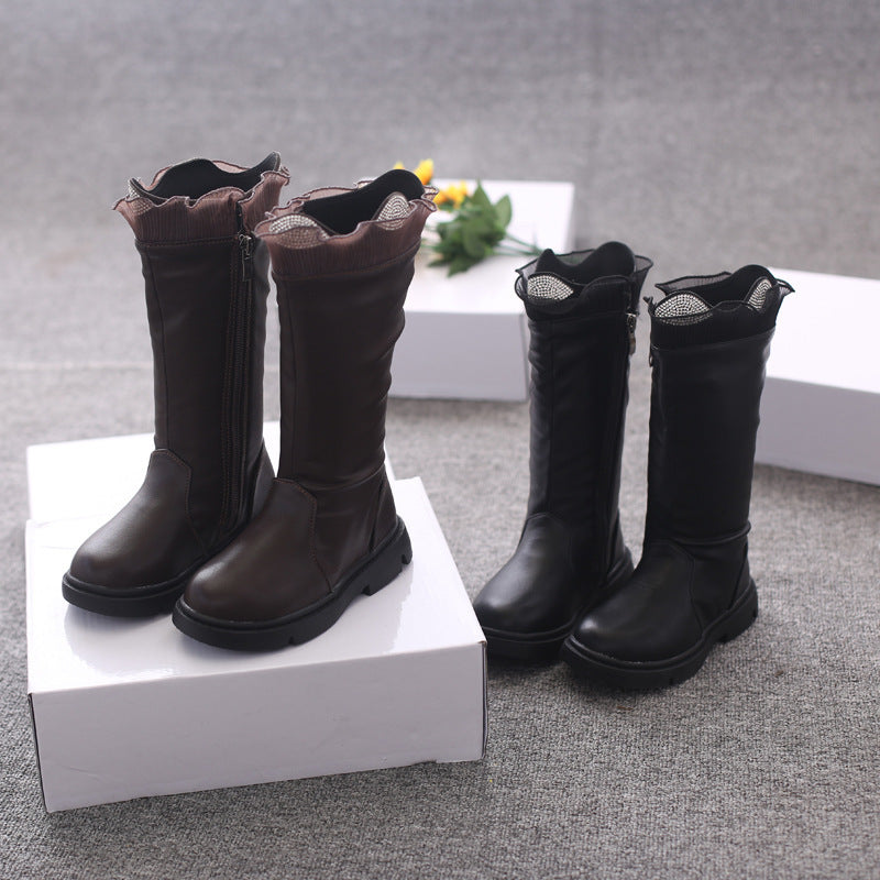 The Cashmere Tall: Girls’ Long Tube Leather Boots