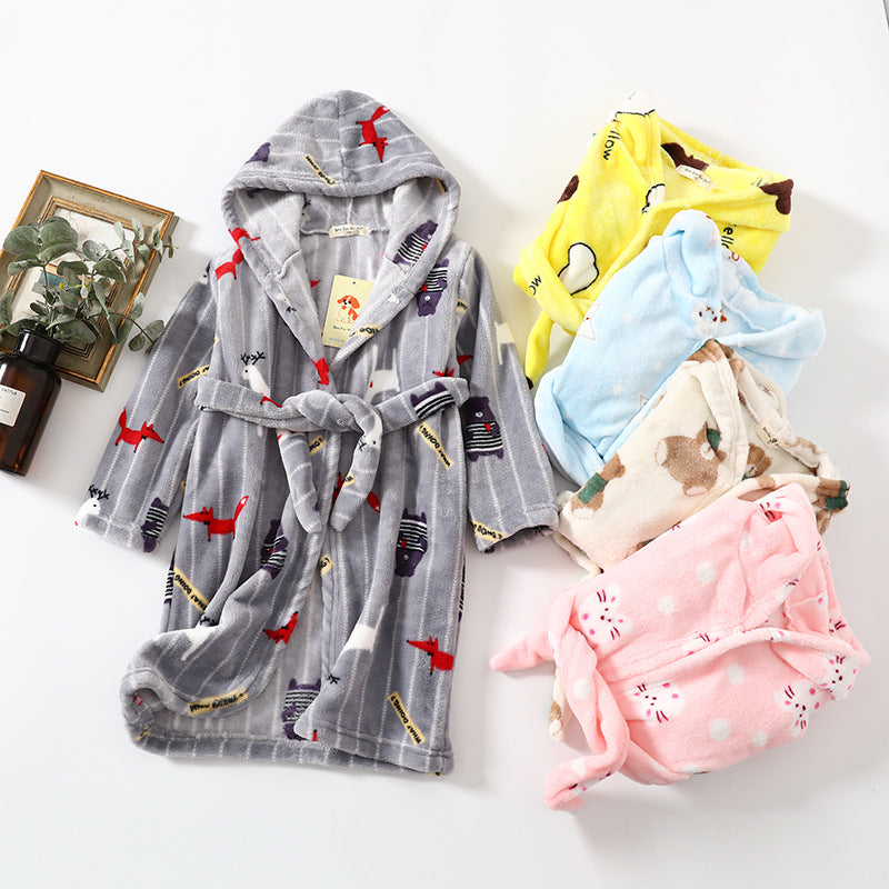 The Coral Night: Children’s Flannel Hoodie Night-Robe