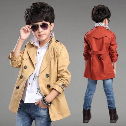 The Urban Trench: Boys’ Mid-Length Trend Casual Trench Coat