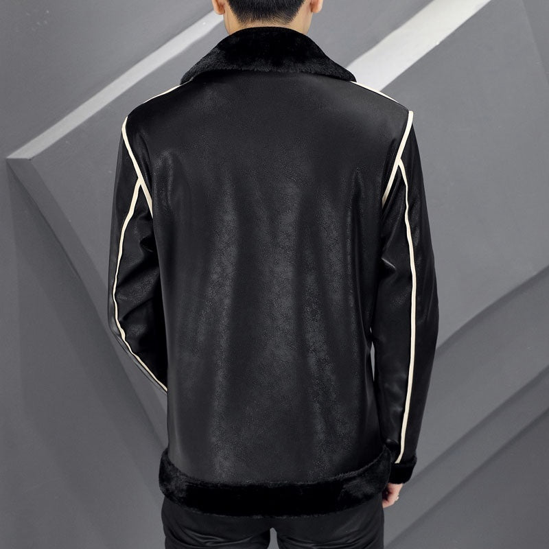 Coat Mens Warm Velvet Thickened Suede Leather Cotton-Padded Fur Integrated Supreme Comfort