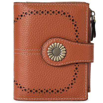 Fashion Women's Short Oil Wax Leather Coin Purse
