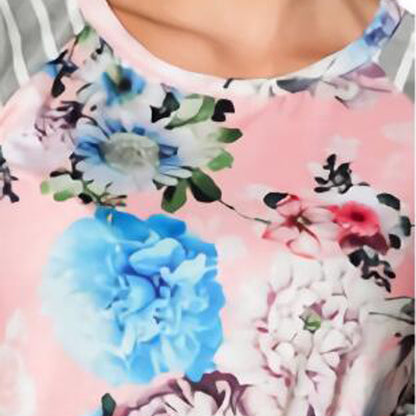 Ladies' short sleeve round neck big swing dress