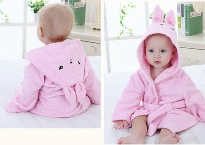 Hooded Baby Bath Towel & Robe | Soft Cotton Cartoon Animal Bathrobe for Infants & Toddlers