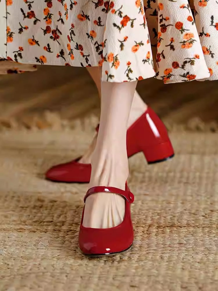 Soft Bottom Elegant French Shoes Chunky Heel Pumps Women